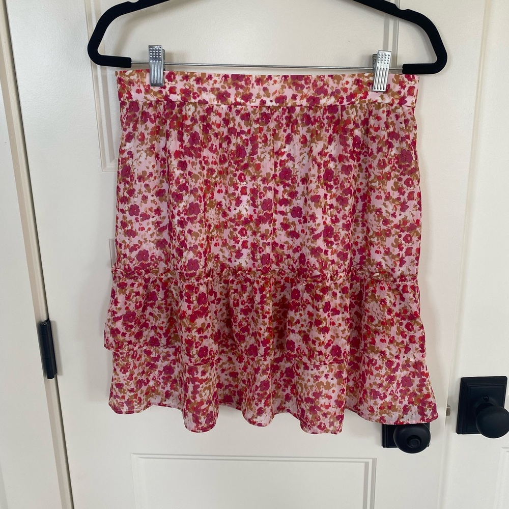 NWT J. Crew Floral Mini Skirt in Pink and Red